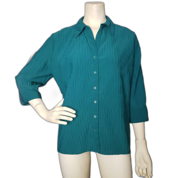 CROFT & BARROW Green Button Front Blouse Womens Size XL - Picture 1 of 7